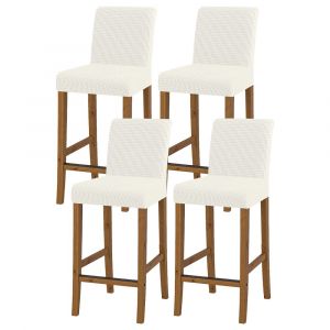 Lot de 4 housses extensibles en jacquard pour tabourets de bar de salle &agrave; manger sans accoudoirs - Neuf