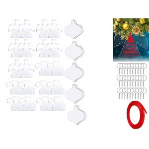 Kit de 30 pi&egrave;ces comprenant des panneaux et porte-cl&eacute;s de No&euml;l en acrylique &agrave; faire soi-m&ecirc;me - Neuf