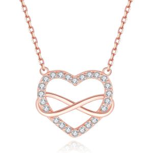 Collier Infini Coeur En Argent 925 Pour Femme Et Fille,Pendentif Personnalisé,Idee Cadeau Femme Avec Emballage - Neuf