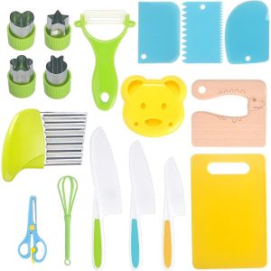 Senior-Kit Couteau De Cuisine Pour Enfants, 17 Pi&egrave;ces Couteaux Montessori Pour Enfants R&eacute;sistants &Agrave; La Coupure, Set Cadeau Pour Enfants Pour Couper Les Fruits Et Les L&eacute;gumes[L738] - Neuf