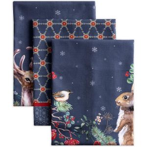 Christmas Joy - Lot De 3 Serviettes De Cuisine Multi-Usages - 100% Coton - Serviettes De Bar - Thanksgiving/No&euml;l - 50 X 70 Cm - Neuf