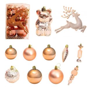 Arbre De No&euml;l Boules De Jeu De 30 Pc De L'arbre De No&euml;l Des Ampoules Des Ornements De No&euml;l, Ornements En Or Rose Renne, Bonhomme De Neige De Champignons - Neuf