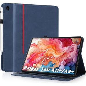 JGD-Coque pour Samsung Galaxy Tab A11+ Plus / A9 Plus 11 Pouces (2025/2023) - &Eacute;tui Housse de Protection Cuir PU avec Fonction Support/Portefeuille Coque Tablette (Bleu) - Neuf