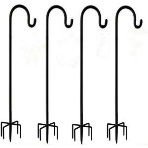 Mevronisshop-Lot De 4 Crochets De Berger R&eacute;glables En Hauteur Avec Base &Agrave; 5 Griffes, Crochets De Bordure De Jardin En M&eacute;tal Noir Pour Suspension D'entr&eacute;e, Lanternes, Paniers De Plantes, Guirlandes Lu - Neuf