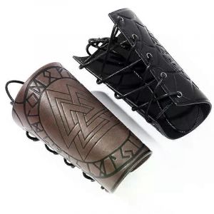Retro Bracer Médiéval Cuir Bras Manchette Gauntlet Bracelet Punk Protège-Bras Pour Hommes Femmes Histoire Scène Spectacle - Neuf