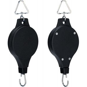 2 Pi&egrave;ces Poulie Suspendue R&eacute;tractable,Crochet pour Panier de Fleurs Suspendu,Mangeoire pour Oiseaux,pour Suspendre des Paniers &agrave; Plantes,Pot de Fleur,Cage &agrave; Oiseau - Neuf