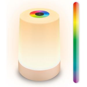 - Lampe De Table Led Rgbw Sans Fil Ip44 Avec Contr&ocirc;le Tactile, Intensit&eacute; Lumineuse Variable, Batterie Rempla&ccedil;able, Lampe De Chevet Sans Fil, Lampe De Salon &Agrave; Poser, 9x13 Cm, Beige Mat - Neuf