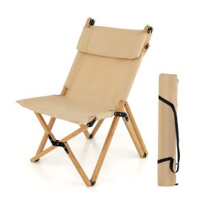Chaise De Camping Pliante 80/83 X 52 X 86/100 Cm Avec Dossier Ajustable Et Sac De Transport Style Naturel En Bambou Helloshop26 20_0020894 - Neuf