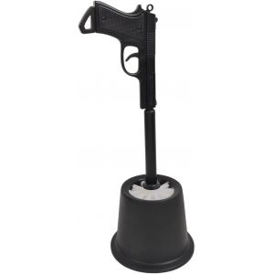 Pistolet brosse WC avec support noir - Maintient votre WC en tir - Neuf