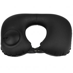 Oreiller de voyage gonflable en forme de U, support de cou, coussin d'exterieur pour bureau avec boucle (noir) - Neuf