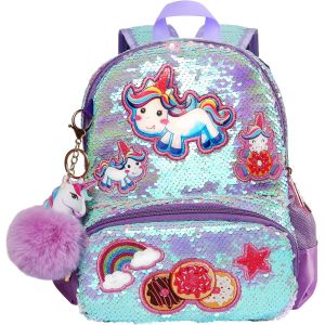 Sac à Dos Fille Licorne Paillettes,Cartable Enfant Maternelle Mignon,Sac Ecole Fille Primaire Mode,Petites Backpack Préscolaire pour Scolaire Garderie Ecole,Cadeau pour Anniversaire Xmas[T166] - Neuf