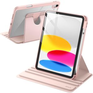 Rotating Case for iPad (A16) 11th/10th Generation (2025/2022) with Pencil Holder,360 Degree Rotating Stand Protective Case Cover,Transparent Back (Sand Pink) - Neuf