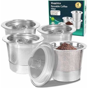 Cmws-Lot De 4 Tasses K Rechargeables En Acier Inoxydable Avec Filtre &Agrave; Caf&eacute; R&eacute;utilisable Pour Machine &Agrave; Caf&eacute;, Durable, Respectueux De L'environnement, Sans Bpa (K Cups 1.0 X 4) - Neuf