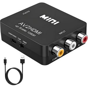 Convertisseur Rca Vers Hdmi, Adaptateur Av Vers Hdmi,Convertisseurs Vid&eacute;o Audio Composite Rca 1080P Cvbs Avec C&acirc;ble D'Alimentation Usb Pour Cam&eacute;ra Ps2 Snes Vhs Xbox Ps4 Tv Dvd Wii Supportant Pal Nts - Neuf