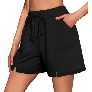 Cauc-Short Femme En Coton Pantalon Court Sport Bermuda Avec Poches Pour Jogging Course Fitness D&iquest;&Eacute;t&eacute; Doux Et Respirant - Neuf