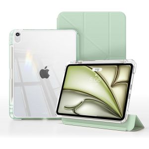 LORANKA-Y Fold &Eacute;tui pour iPad Air 11 inch M3/M2(2025/2024), iPad Air 5/4(2022/2020 5th/4th) avec Porte-Crayon, Fonction Support, Coque de Protection Transparente et Protection d'&eacute;cran en PU, Vert - Neuf
