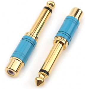 VornixorSarlshop-Fiche de Conversion 6,35 mm 1/4 Pouce m&acirc;le Mono TS vers RCA Femelle Adaptateur Audio, (Blue 2 Pack) - Neuf