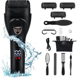 Checarzhn--No1-Rapeuse Electrique Pied, Rechargeable Rapeuse Pieds Electrique Pédicure Avec 3 Rouleaux De Remplacement Lime, Ensemble D'outils De Pédicure Professionnels Avec Sac De Rangement, Pour P - Neuf