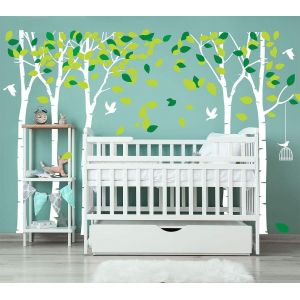 Sticker mural géant en vinyle amovible Motif arbre de la jungle (103,9 x 70,9) (Blanc) Décoration de chambre de bébé fille - Neuf