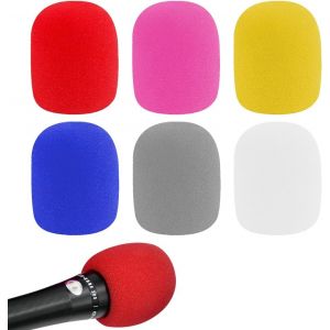 6 Pièces Bonnette Micro en Mousse Colorées Mousse Micro Anti Bruit Microphone Pare-Brise pour Microphone à Condensateur Anti-poussière Antibactérien et Coupe-Vent pour KTV Entrevue Discours - Neuf