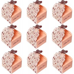 TRAHOO-30 Pi&egrave;ces Bo&icirc;tes &agrave; Bonbons en Papier Creux, Motif &agrave; Fleurs Bo&icirc;tes de Bonbons en Papier, Motif &agrave; Fleurs Bo&icirc;tes Cadeaux de Bonbons, pour Mariage, F&ecirc;tes (Rose) - Neuf
