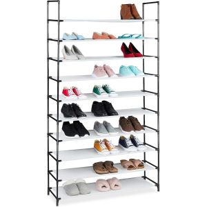 KGABERY-Étagère À Chaussures,Emboîtement,Tissu,10 Niveaux,50 Paires,176,5 X99X29,5 Cm,Blanc - Neuf