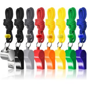 Lot De 8 Sifflets D'arbitre De Sport Avec Cordon Pour Enseignants, Sifflets D'urgence En Plastique - Neuf