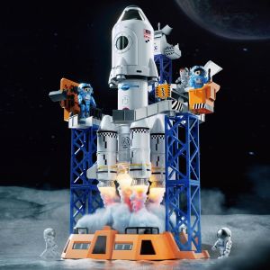 YOUY-Fusée Spatiale Jouet,Navette Spatiale Jouet Avec Plateforme De Lancement-Avec Effets Sonores Et Lumineux,Astronaute Et Projecteurs,Jeu De Rôle Cadeau Pour Enfants De 6 7 8 9 10 Ans - Neuf