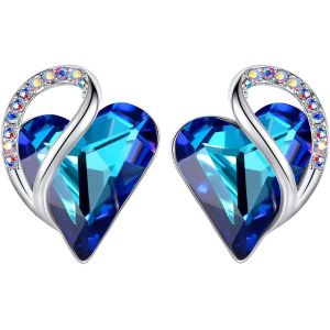 Infini Amour C?Ur Boucles D'oreilles Femme Argent, Boucle D'oreille Femme Avec Cristaux De Gu&eacute;rison, Sans Allergie Bijoux Femme Avec Coffret Cadeau - Neuf