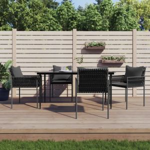 Prolenta Premium - Ensemble &Agrave; Manger De Jardin 5 Pcs Coussins R&eacute;sine Tress&eacute;e Acier - Neuf
