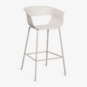 Tabouret De Jardin Haut En Polypropyl&egrave;ne Et Acier Alanys Blanc De Pierre ?75 Cm - Neuf