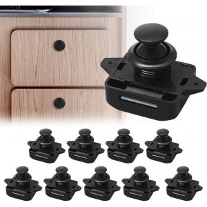 ChenQuanSarl-Lot De 10 Bouton Poussoir Verrou Armoire Loquet Sans Clé, Loquet À Bouton Poussoir Ajustement 15-18Mm Épaisseur Rv Bateau Van Yacht Camping Car Placard Porte Armoire - Neuf