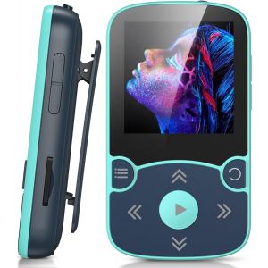 CHECARZHN--NO1-64Go Mp3 Bluetooth 5.3 Avec Clip, Lecteur Mp3 Baladeur Sport Portable Hifi, Lecteur Musique Avec Bouton Volume, Radio Fm/Podomètre/Enregistreur Vocal, Extensible Pour 192Go-Bleu - Neuf