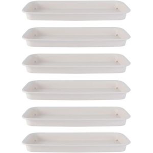 Lbgwp60-Lot De 6 Soucoupes Rectangulaires En Plastique Pour Pots De Fleurs Et Pots De Fleurs - Beige - Neuf
