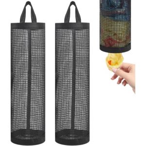 Bhhbb-2pcs Support De Sac En Plastique Suspendu Étagère En Maille Respirante Sac De Rangement Suspendu En Maille Pliable Avec Crochet Adapté À La Cuisine À La Salle De Bain À La Chambre À Coucher - Neuf