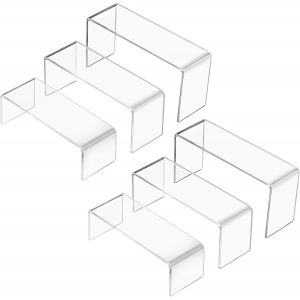 Lot De 2 Pr&eacute;sentoir Acrylique Riser Transparent Petite &Eacute;tag&egrave;re D&eacute;coratrice Acrylique Pour Figurines Pops, Bijoux, Cupcake, Dessert - Neuf
