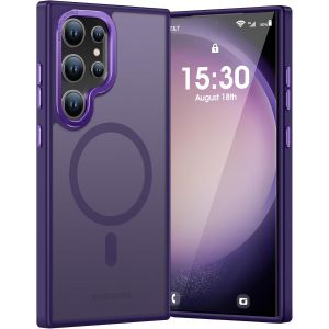 TRAHOO-pour Coque Samsung Galaxy S23 Ultra, Adsorption Magnétique Supérieure Protection Militaire Coque de Protection Toucher Velours Mat Anti-Rayures pour Samsung Galaxy S23 Ultra (Violet Foncé) - Neuf