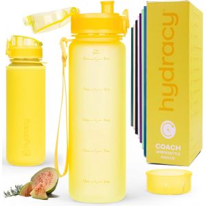 Checarzhn--No1-Gourde D'eau 500 Ml Sans Bpa, Bouteille Avec Marqueur De Temps, Infuseur Et Verrouillage Sécurisé - Housse En Néoprène, Étanche, Anti-Fuite, Réutilisable, Légère - Idéal Pour Sport, Éc - Neuf