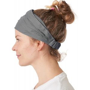 Tzf-Serre Tete Femme 100% Coton - Bandeau Cheveux Homme Bandana Tête Foulard Elastique Boho Extensible Gris - Neuf