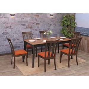 Lot de 6 chaises de salle &agrave; manger HWC-G46, chaise de cuisine, tissu/textile, bois massifpi&egrave;tement fonc&eacute;, orange - Neuf