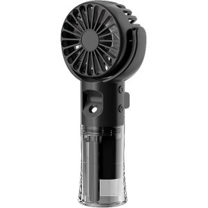 KALANKA-Mini ventilateur portable avec brume d'eau, rechargeable par USB avec 4 vitesses, petit ventilateur de refroidissement léger pour intérieur, école, voyage, camping, maquillage (noir) - Neuf