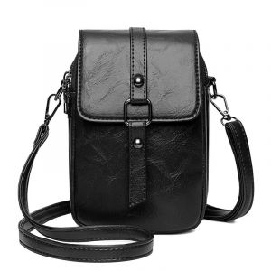 Sac bandoulière rétro pour téléphone portable pour femme (noir), petit sac bandoulière, sac à main, portefeuille, 2 poches principales - Neuf