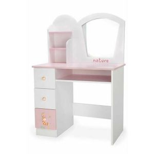 Coiffeuse avec tabouret Arias 65 x 36 x 95 cm blanc ou rose - Neuf