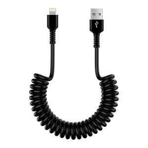 AYU-Câble spiralé USB A vers Lightning, certifié MFi, câble de données, câble de charge pour iPhone 14 Pro/14 Plus/14/13/12/11/SE/X/XS/XR/8 - Neuf