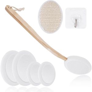Applicateur Creme dos Ensemble de 7 Pièces Brosse dos Douche Long Manche Brosse de Bain Liquide Long Manche Applicateur Creme Solaire dos pour Exfoliante Améliore la Circulation Sanguine Cellulite - Neuf