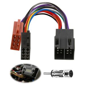 Auto Adaptateur Autoradio Set Universell + Antennenadapter DIN ISO 15 + 30 Pin Stecker, Branchez et jouez, Kabelverbindung für Fahrzeug-Radios ISO auf DIN Anschluss - Neuf