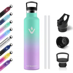 Letnerny-Gourde Isotherme 1l, Bouteille D'eau Acier Inoxydable, &Eacute;tanche Et R&eacute;utilisable, Bouteille Isotherme Sans Bpa, Gourdes Avec Paille, Bouteille D'eau Pour Jogging, L'&eacute;cole, Camping, Randonn&eacute;e, - Neuf