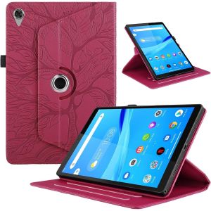 KAL-Coque Pour Lenovo Tab M8 (3Rd Gen) 8.0 Pouces 2022 Tablette Cover &Eacute;tuis Pu Cuir 360&deg;Rotatif Multi-Angle Stand Flip Protection Housse Pour Lenovo Tab M8 (3Rd Gen) 8"" Coque,Rouge Arbres - Neuf