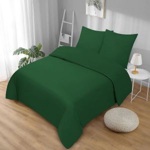 Royal 3-Piece Bed Linen Set 200 X 220 Cm With 2 Pillowcases 80 X 80 Cm,Oeko-Tex Certified,Green,With Ykk Zip - Neuf