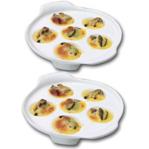 Plat &Agrave; Escargots En Porcelaine Blanche 6 Compartiments - Neuf